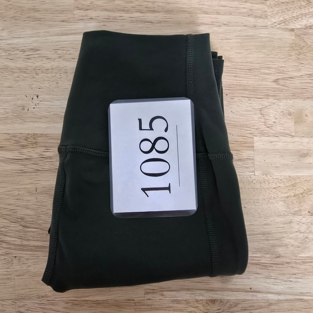 Alo Yoga High-Waist Moto Legging Hunter Green Glossy Pleated Panels Size Xs View 6